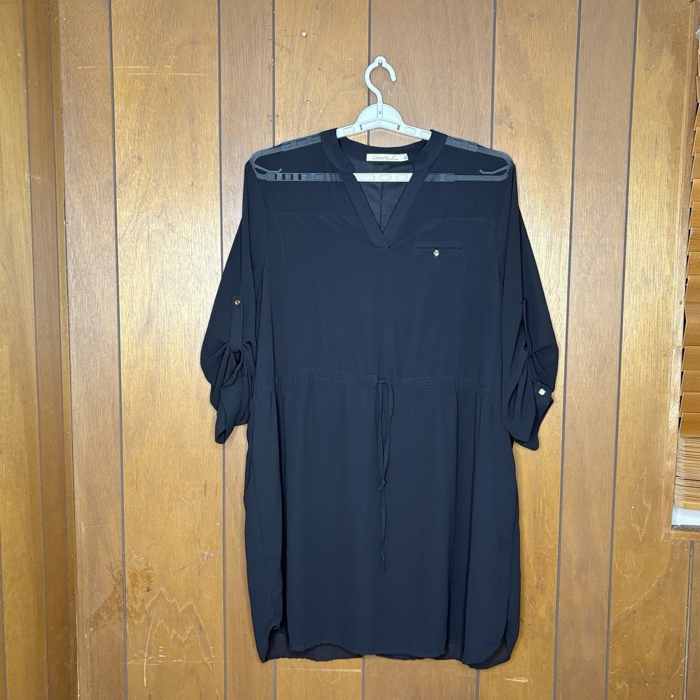 Liberty Love Dress 2XL Black Roll Tab Tunic Minimalist Utility Casual *Read